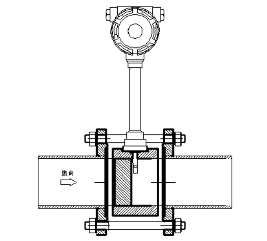 法蘭卡裝式流量計安裝結(jié)構(gòu)圖